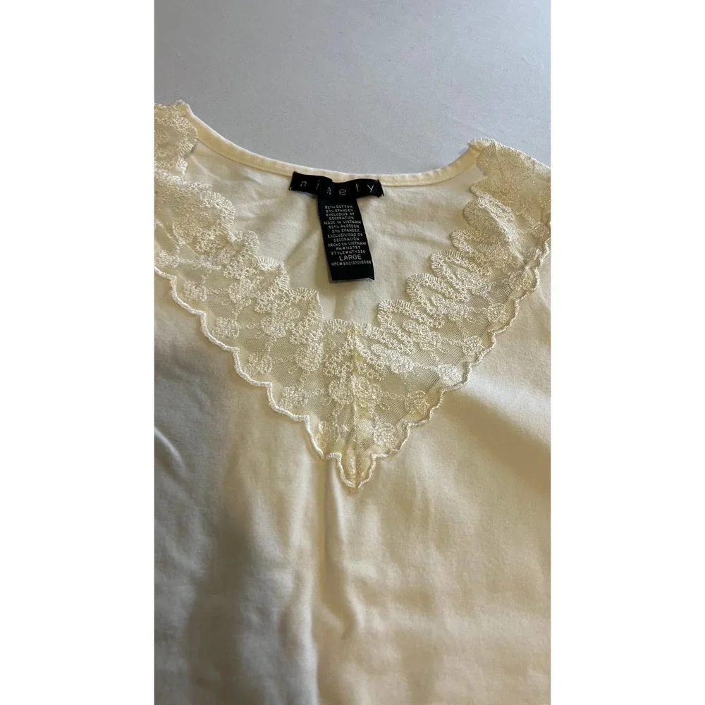 Ninety off white sleeveless lace trim top L - Picture 6 of 6